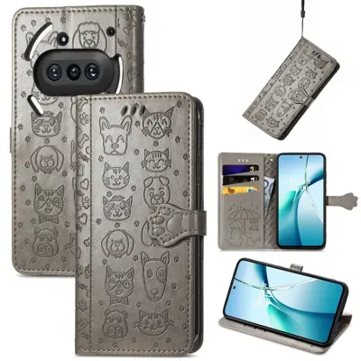 Nothing Phone (3a) Plånboksfodral Cat Dog Pattern - Grå