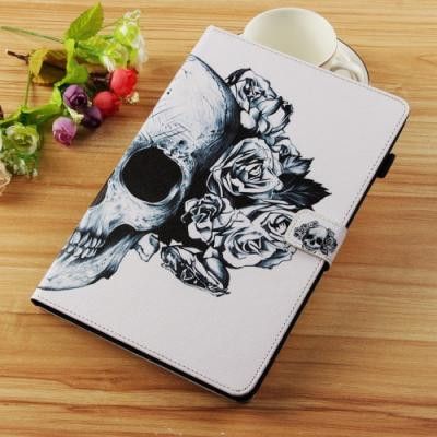 Plånboksfodral till Samsung Galaxy Tab A 10.5 (2018) - Dödsskalle & Blommor