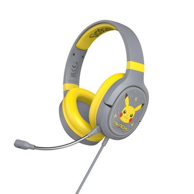 POKEMON Pikachu Gaming-Headset Over Ear Bom-mikrofon - Grå