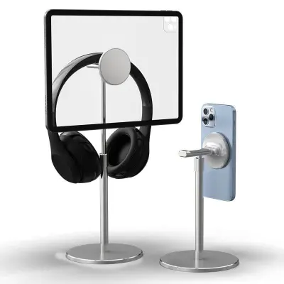 R-JUST PB04-13 Justerbar Magnetisk Tablet/Telefon Ställ Headset Hängare - Silver