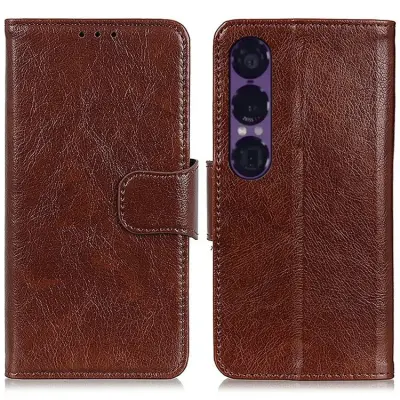 Sony Xperia 1 VII Plånboksfodral Äkta Läder - Brun