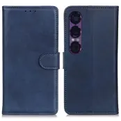 Sony Xperia 1 VII Plånboksfodral Cowhide Konstläder - Blå