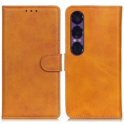 Sony Xperia 1 VII Plånboksfodral Cowhide Läder - Brun