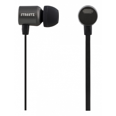 STREETZ in-ear headset, mikrofon och volymkontroll, grå