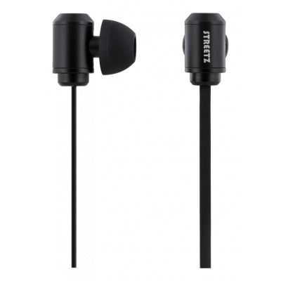 STREETZ in-ear headset, mikrofon och volymkontroll, svart