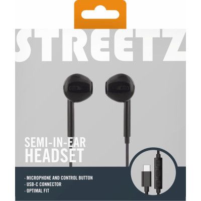 Streetz Semi-in-Ear Headset with USB-C - Vit