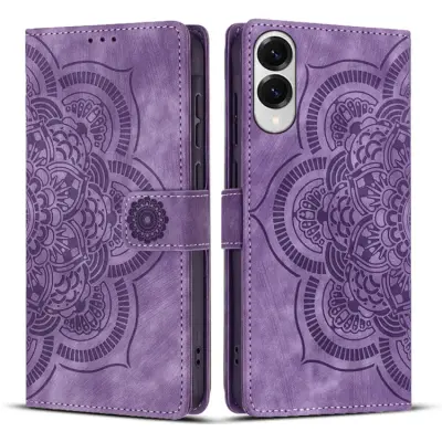 WANLONFENG Galaxy S25 Edge Plånboksfodral Mandala - Lila