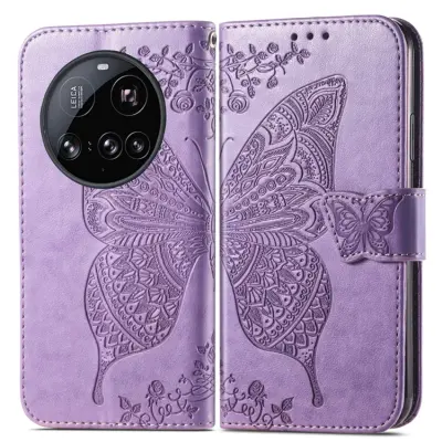 Xiaomi 15 Ultra Plånboksfodral Butterfly Pattern - Ljuslila