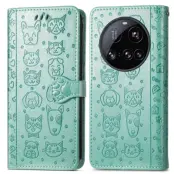 Xiaomi 15 Ultra Plånboksfodral Cat Dog Pattern - Grön