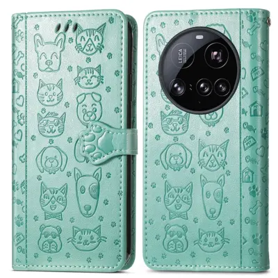 Xiaomi 15 Ultra Plånboksfodral Cat Dog Pattern - Grön