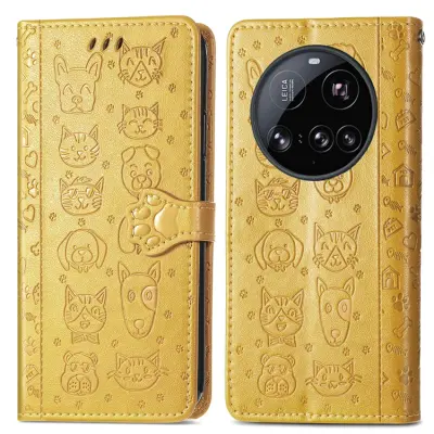 Xiaomi 15 Ultra Plånboksfodral Cat Dog Pattern - Gul