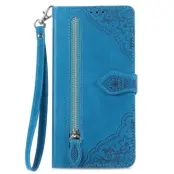 Xiaomi 15 Ultra Plånboksfodral Flower Imprint Zipper - Blå