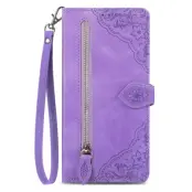 Xiaomi 15 Ultra Plånboksfodral Flower Imprint Zipper - Lila