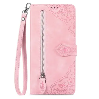 Xiaomi 15 Ultra Plånboksfodral Flower Imprint Zipper - Rosa