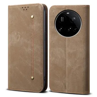 Xiaomi 15 Ultra Plånboksfodral Jeans Cloth Texture - Khaki