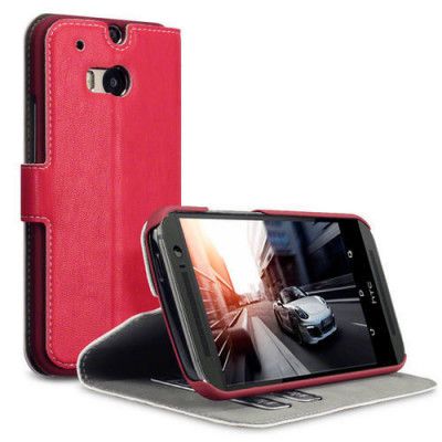 Slim Plånboksfodral HTC One M8 - Röd
