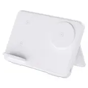 15W Dubbla Ringar Fällbar 3-i-1 Trådlös Laddare - Vit