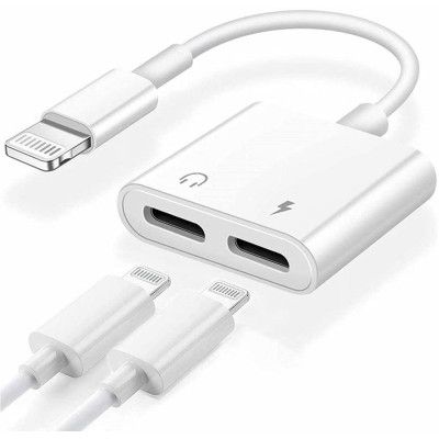 2 in 1 Lightning Splitter hörlurar Lightning Laddare adapter