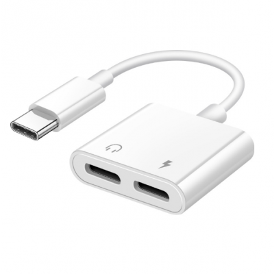 2 in 1 USB C till 2 X Type C Hörlursadapter Snabbladdning