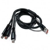 3-i-1 Kabel USB-A till Mikro/Type-C/Lightning