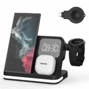 3-in-1 Trådlös Laddare 15W Samsung Galaxy - Buds - Watch - (Svart)