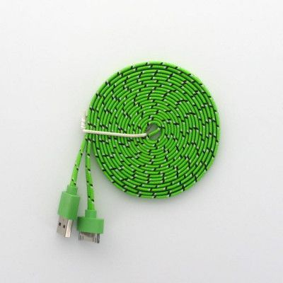 3 Meters trasselfri USB kabel till iPhone 4/4s (Ljus Grön)