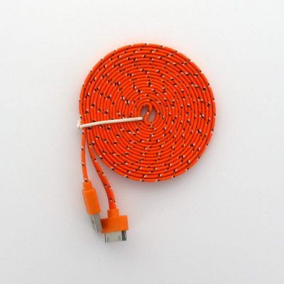 3 Meters trasselfri USB kabel till iPhone 4/4s (Orange)