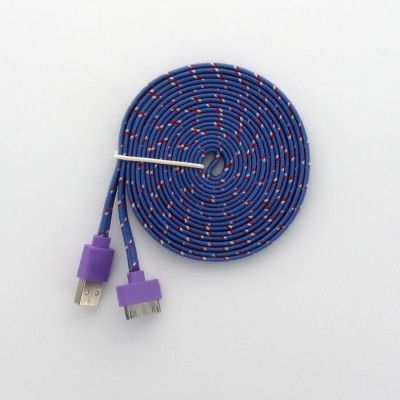 3 Meters trasselfri USB laddnings kabel till iPhone 4/4s (Lila)
