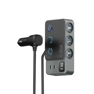 3in1 Billaddare 35W 3x USB-A/2x USB-C Cigarette Adapter 120W