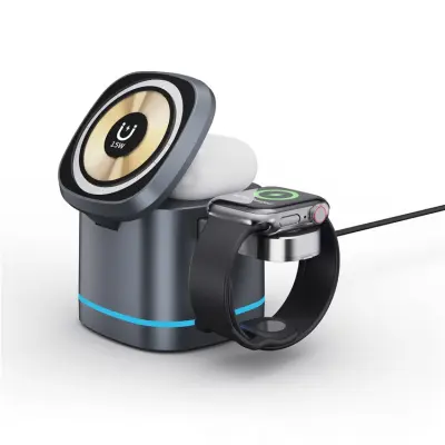 3in1 Magnetisk Trådlös Laddare för Mobil Smartklocka Hörlurar H32