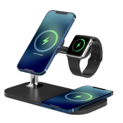 3in1 Magsafe Trådlös Laddare 15W Snabbladdning - Svart