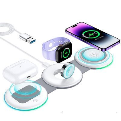 3in1 Magsafe Trådlös Resa Laddare Foldable - Vit