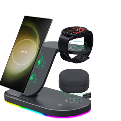 3in1 Trådlös Laddare - Svart till Samsung-produkter
