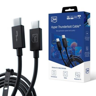 3mK USB-C till USB-C kabel Thunderbolt - Svart