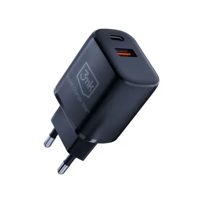 3MK Väggladdare 20W USB-C USB-A Hyper - Svart