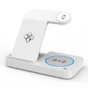 4-i-1 Fällbar Laddningsdocka Magnetisk Trådlös Laddare - Vit