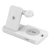 4-i-1 Fällbar Trådlös Laddare för Mobil, Hörlurar och Klocka - Vit