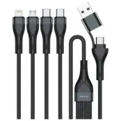 4smarts 4in1 USB-C Till USB-C/Lightning/Micro-USB Kabel 1.2m - Svart