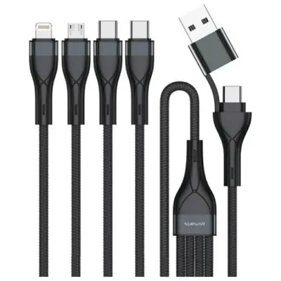 4smarts 4in1 USB-C Till USB-C/Lightning/Micro-USB Kabel 1.2m - Svart