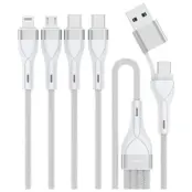4smarts 4in1 USB-C Till USB-C/Lightning/Micro-USB Kabel 1.2m - Vit