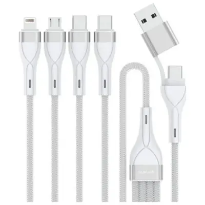 4smarts 4in1 USB-C Till USB-C/Lightning/Micro-USB Kabel 1.2m - Vit