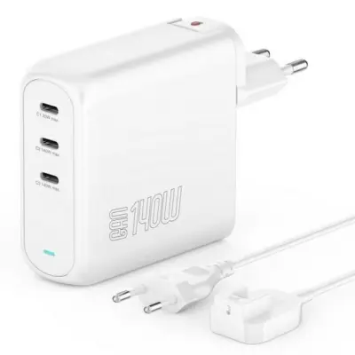 4smarts Snabbladdare 140W 3xUSB-C GaN Flex Pro - Vit
