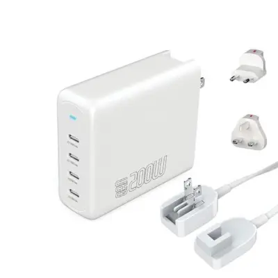 4smarts Snabbladdare 200W 4xUSB-C GaN FlexPro - Vit