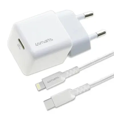 4smarts Snabbladdare 30W 1xUSB-C Med Lightning Kabel - Vit