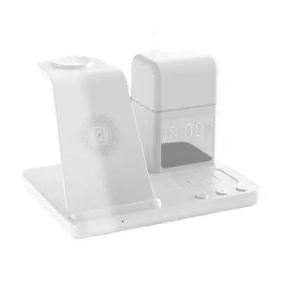 6-i-1 Trådlös Laddare för Telefon, Klocka, Hörlurar - Vit