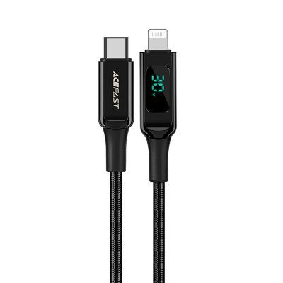 Acefast MFI USB USB-C till Lightning kabel 30W 1.2m - Svart
