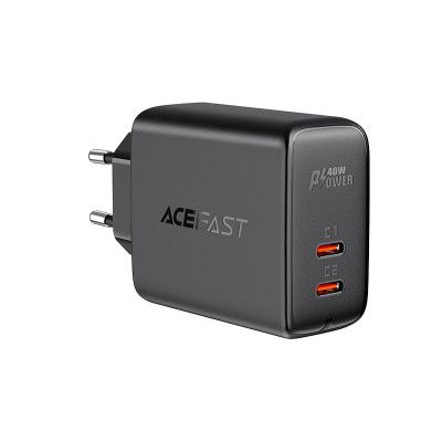Acefast PD Väggladdare 2x USB-C 40W - Svart
