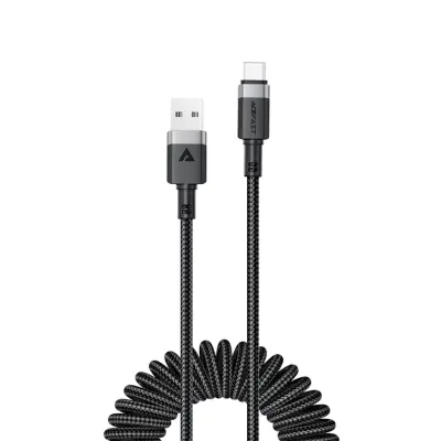 Acefast USB-A - USB-C 3A Kabel 1.2m Spring 480Mb/s - Svart