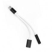 Adapter HF/audio + charging USB-C - Jack 3,5mm Svart