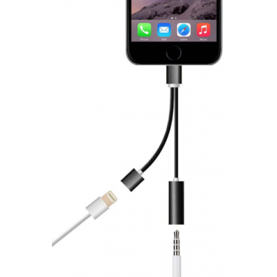 Adapz Aux 3,5 mm + Lightning Adapter - Svart